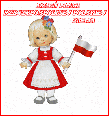 Dziewczynka z flagą biało - czerwoną na Dzień Flagi